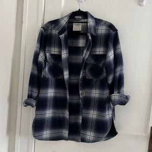 Oversized Flannel T - blue and white